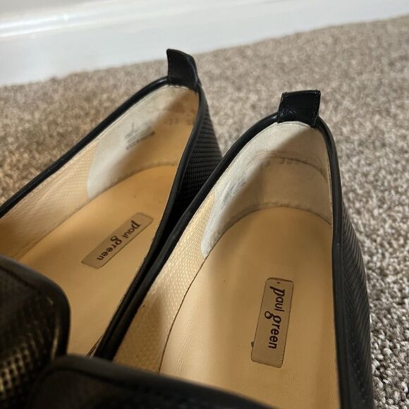 PAUL GREEN Posh Black Leather Cap Toe Perforated Espadrille Flats - Picture 9 of 11